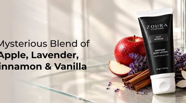 ZOURA NUIT INTENSE Perfume Body Lotion with apple, lavender, cinnamon and vanilla fragrance accents