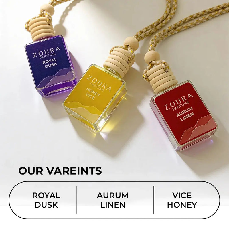 Zoura Signature Hanging Car Perfume – Combo Pack of 3 ZOURA