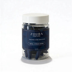 Zoura Parfums incense cone bakhoor packaging on a white background