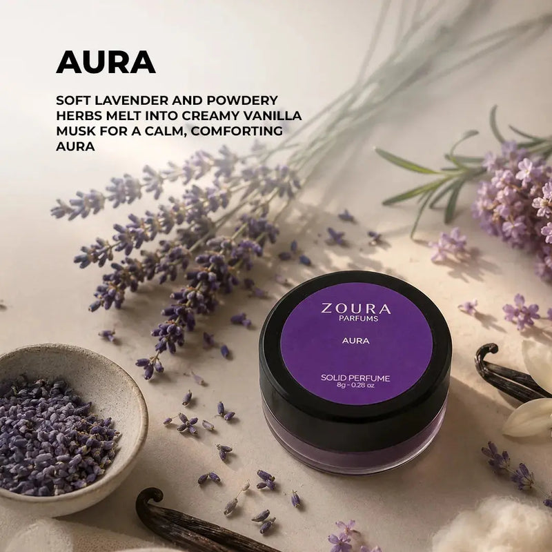 Zoura Aura Solid Perfume with lavender and vanilla