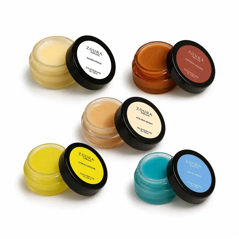 Zoura Parfums Everyday Solid Perfume Set of 5 open jars