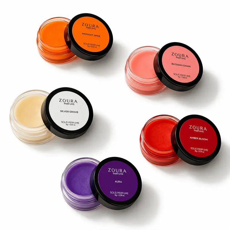 Zoura-Solid-Perfume-Signature-Set-of-5-Open-Jars