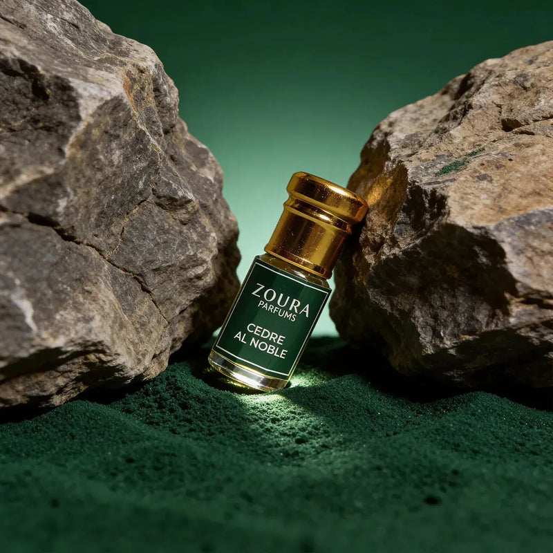 Cedre Al Noble Attar by Zoura Parfums – woody unisex attar styled with natural stone