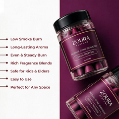 Zoura Cocoa Tropique Incense Cone Bakhoor – low smoke, long lasting, safe for kids and elders