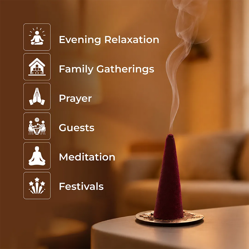 Zoura Cocoa Tropique Incense Cone Bakhoor burning for relaxation, prayer, meditation, and family gatherings