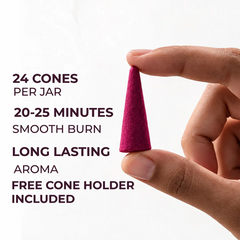 Zoura Cocoa Tropique Incense Cone Bakhoor – 24 cones, 20-25 min long-lasting burn, free holder included