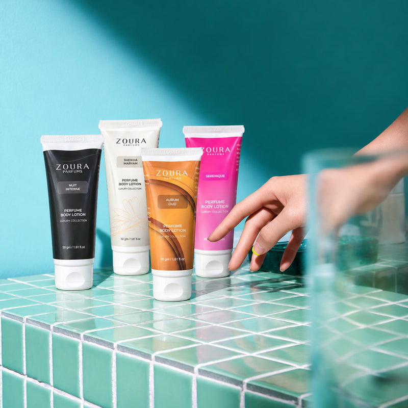Fragrance Wardrobe Perfume Body Lotion Combo by Zoura with four signature scented body lotions for every mood and occasion