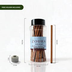 Signature Bakhoor Trio – Premium Incense Sticks Set, Product Dimensions of Jar, Stick and Free Holder