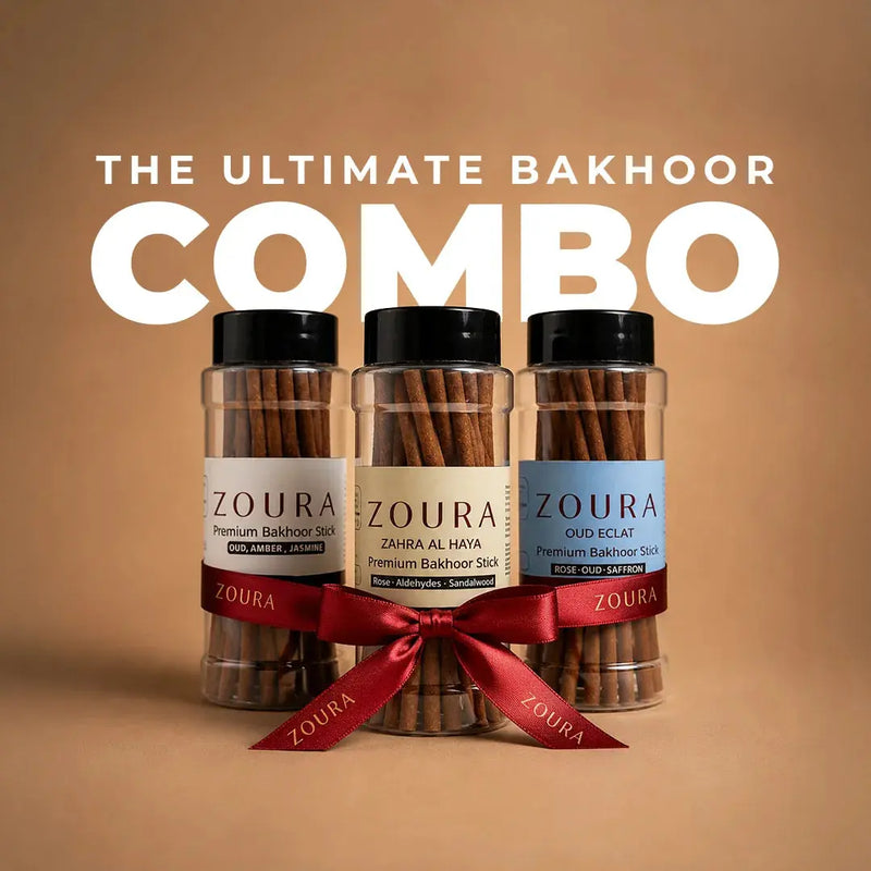 Signature Bakhoor Trio – Premium Incense Sticks Set, The Ultimate Bakhoor Combo Tied with Zoura Ribbo