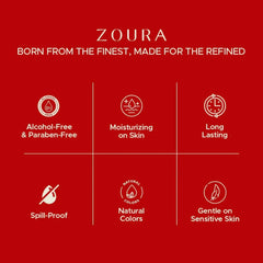 Zoura Parfums Aura Solid Unisex Perfume features: alcohol-free, paraben-free, moisturizing, long lasting, spill-proof, natural colors