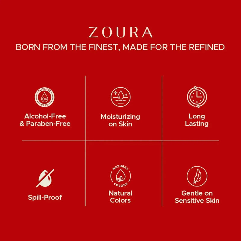 Zoura Parfums Aura Solid Unisex Perfume features: alcohol-free, paraben-free, moisturizing, long lasting, spill-proof, natural colors