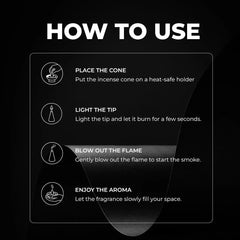 Zoura Bakhoor Cone how to use – place, light, blow out flame, enjoy the aroma