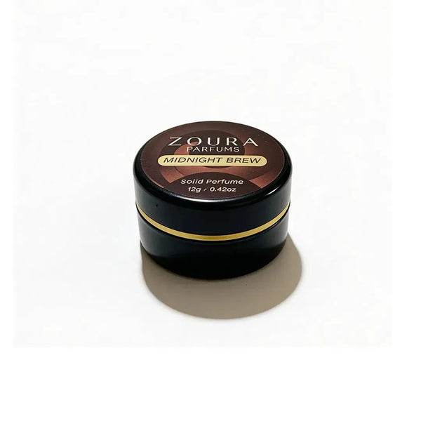Zoura Parfums Midnight Brew Unisex Solid Perfume jar, 12g non-alcoholic fragrance