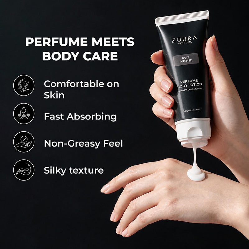 Zoura Nuit Intense Aromatic Spicy body lotion 50g with Orange Blossom and Lily-of-the-Valley floral heart