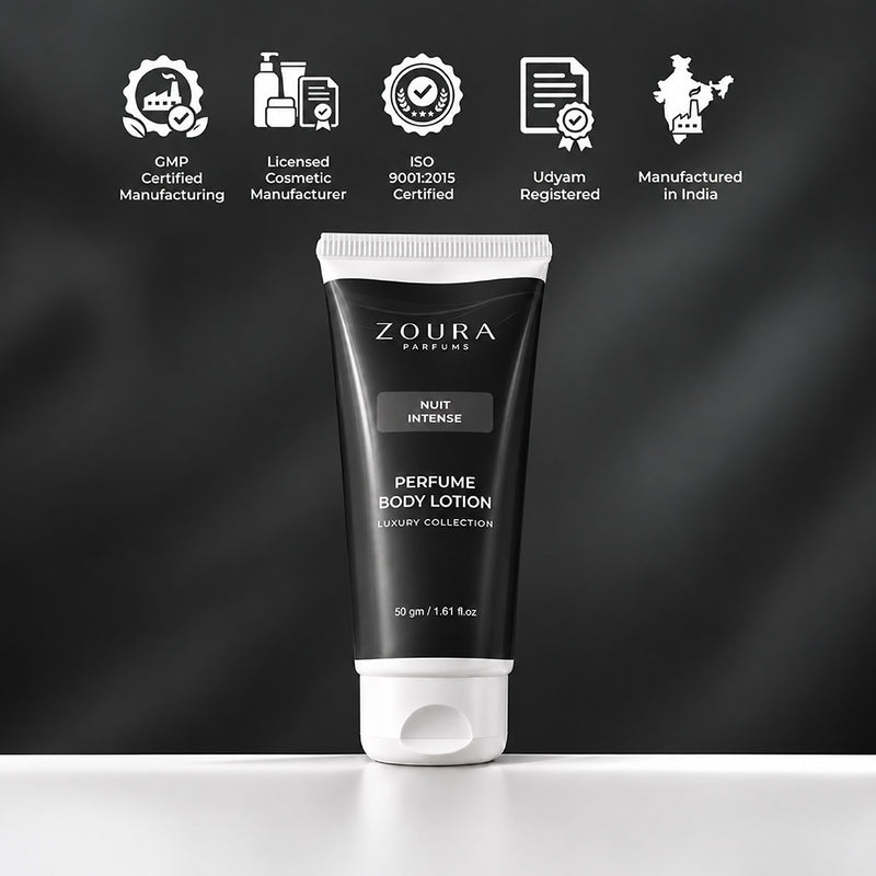 Zoura Nuit Intense Aromatic Spicy Perfume Body Lotion 50g for men and women with a warm everyday fragrance