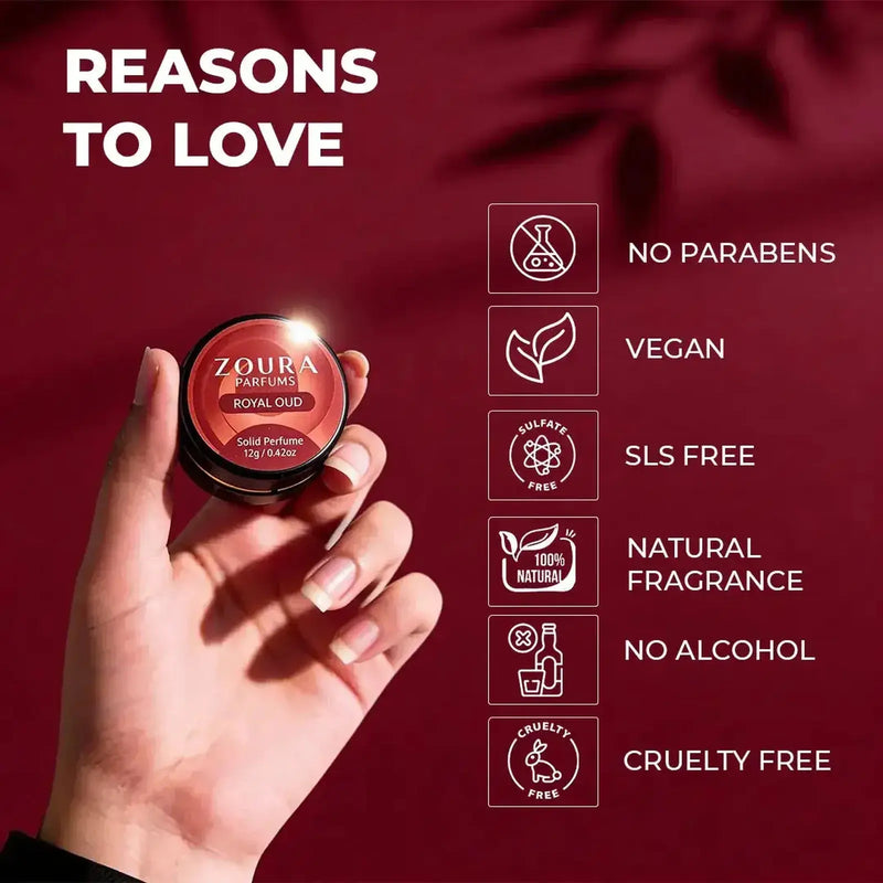 Zoura Royal Oud Unisex Solid Perfume: no parabens, vegan, SLS free, alcohol-free, cruelty free