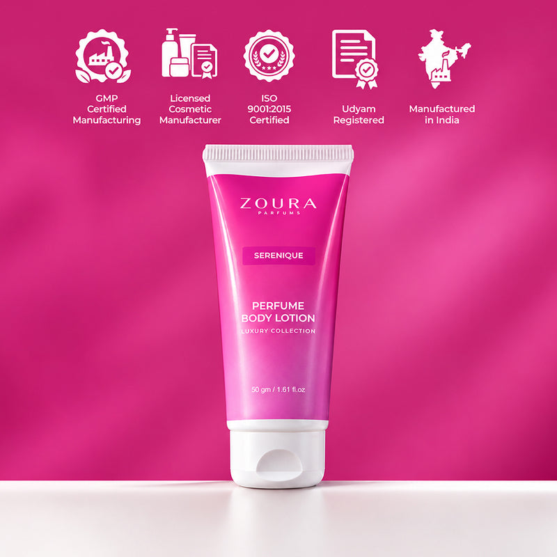 Zoura Serenique Floral Musk Perfume Body Lotion 50g for men and women, designed for everyday fragrance